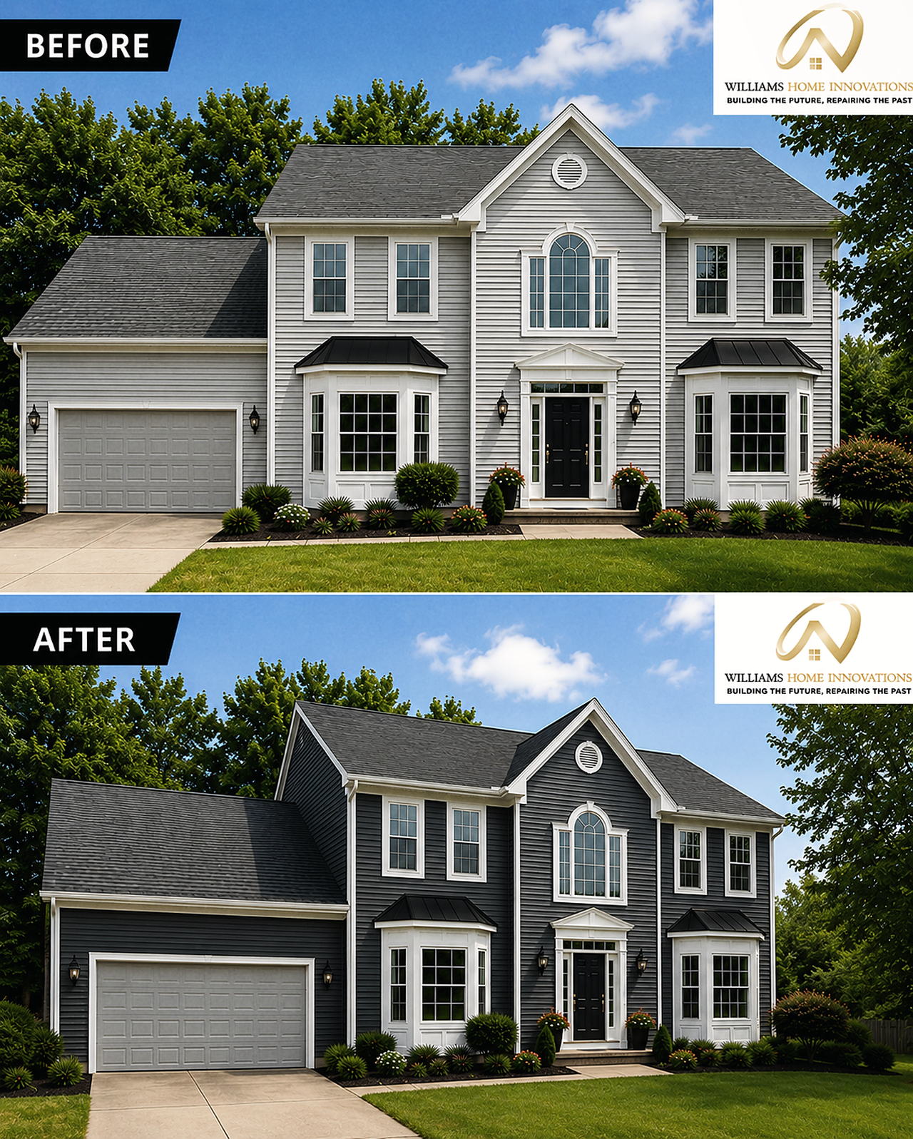 Exterior Transformation — High-Contrast Siding — Williams Home Innovations