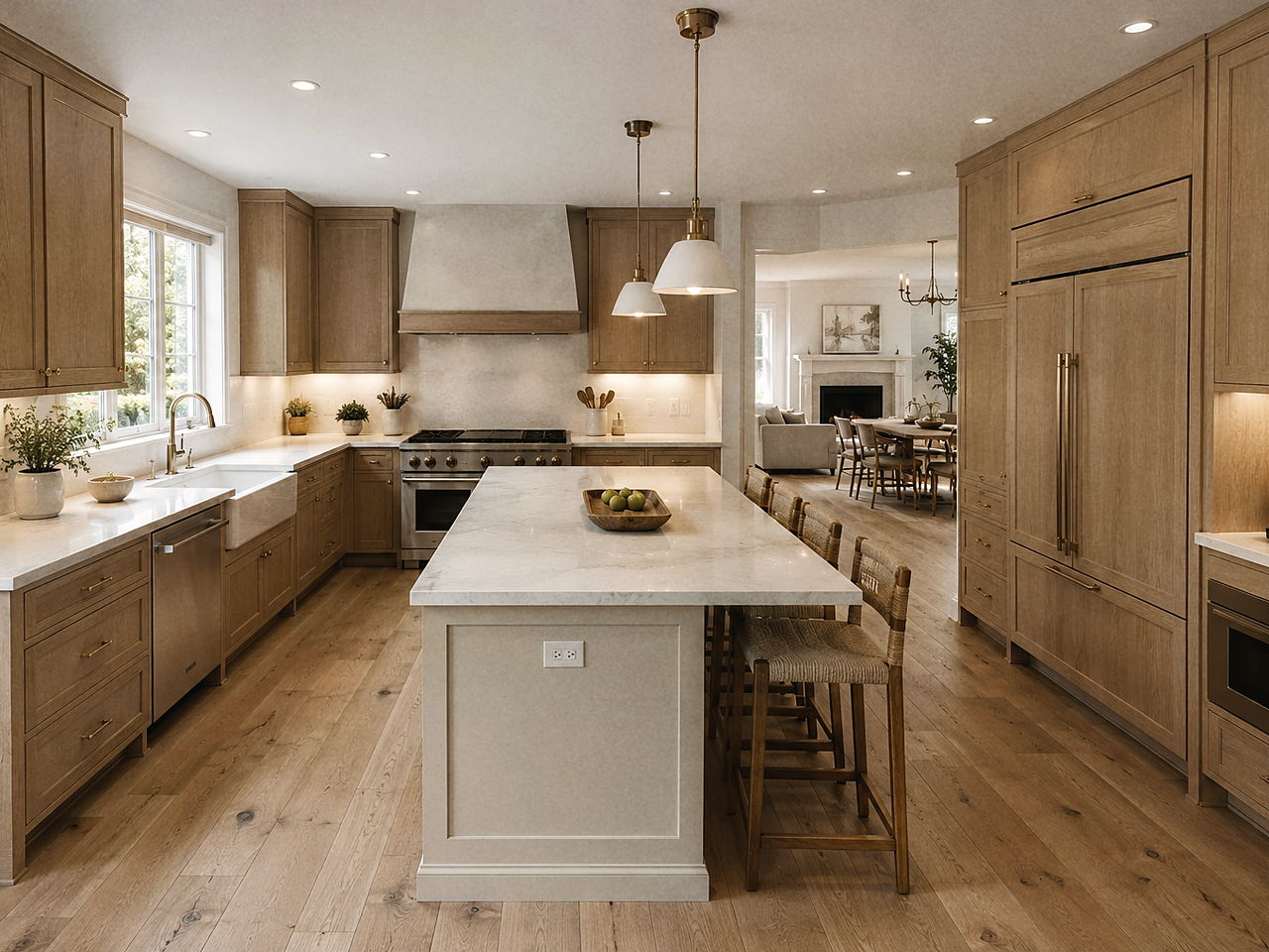 Luxury Kitchen — Marble Island & Waterfall Edge — Williams Home Innovations