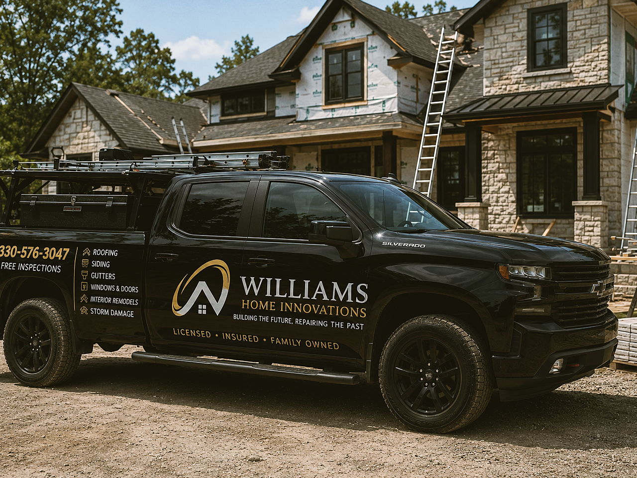 Williams Home Innovations service truck on a Northeast Ohio job site